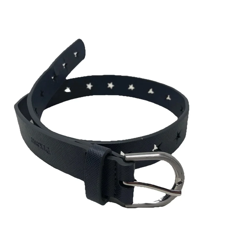 Pikeur Leather Equestrian Riding Belt Gray Girls 75 Small Dark Gray Star Cutout